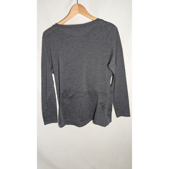 DG2 By Diane Gilman Womens Long Sleeve Gray Top Sz M Twist Front Detail - Picture 3 of 4